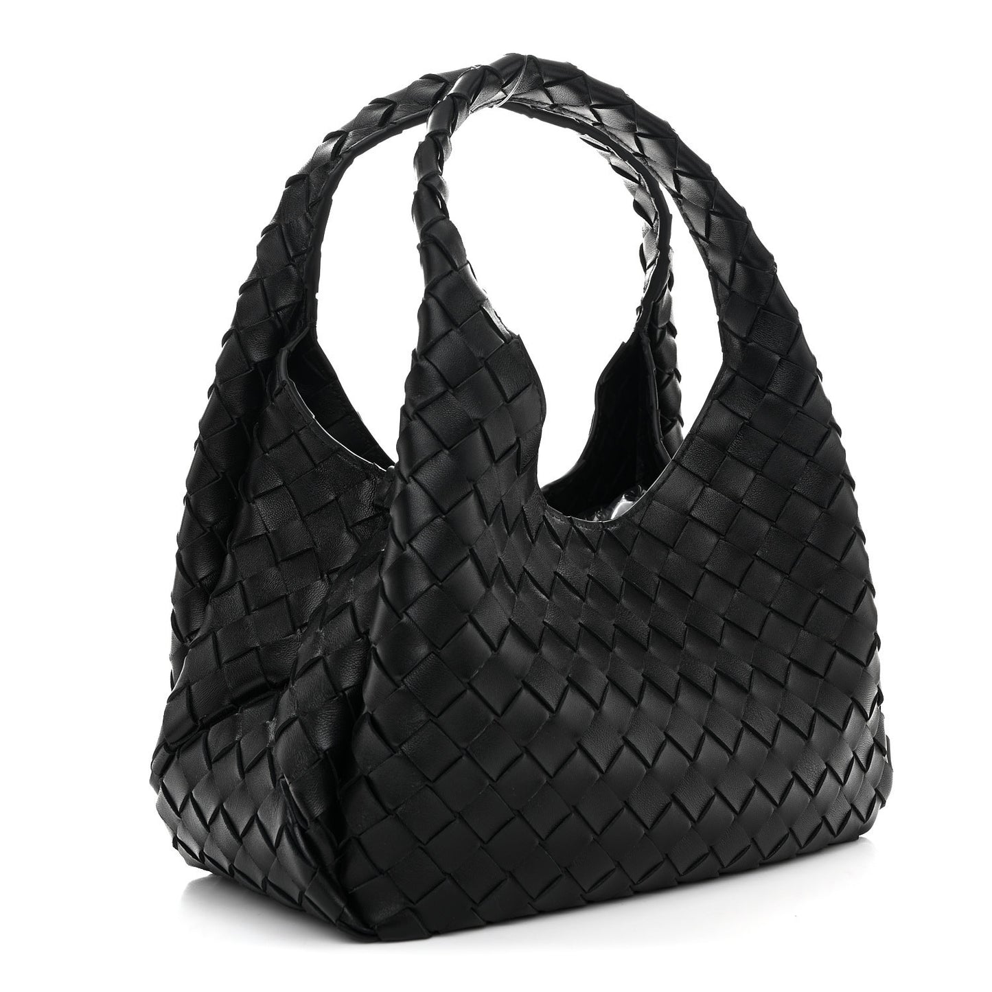 Nappa Intrecciato Small Campana Shoulder Bag Black