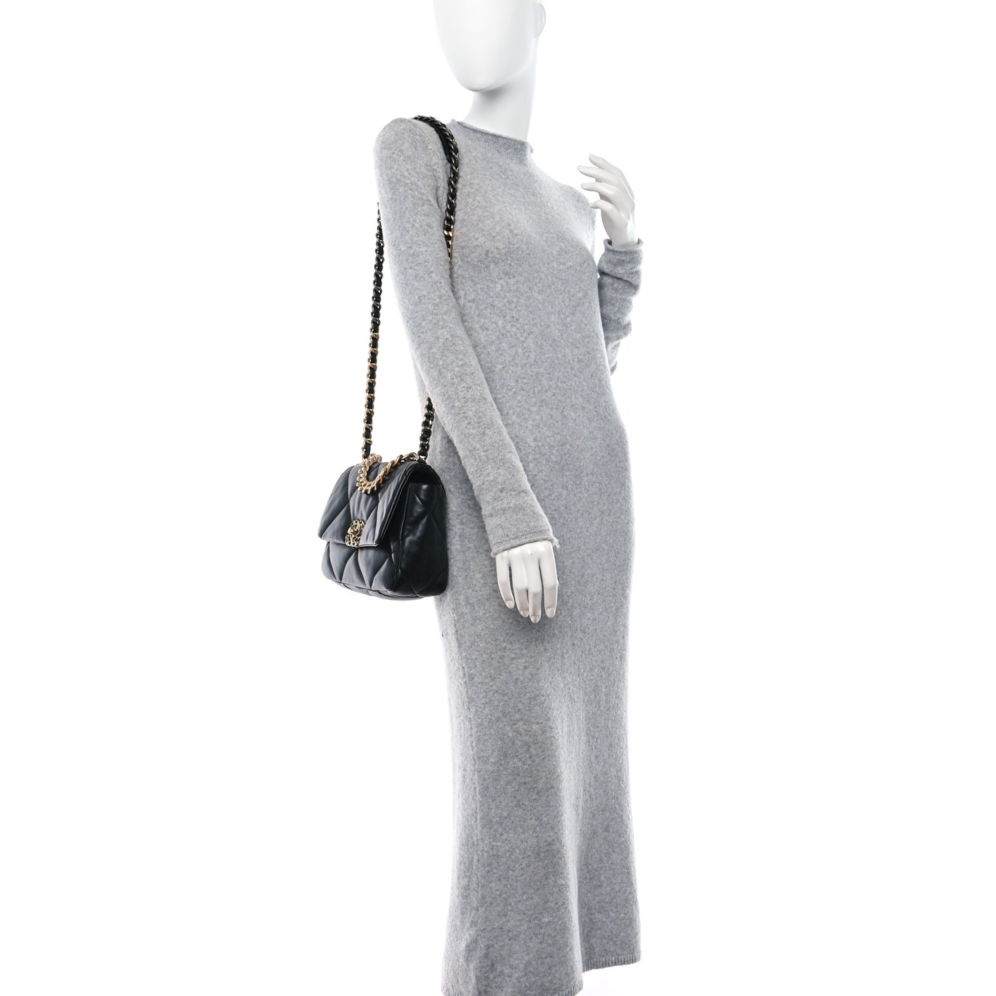 Lambskin Quilted Medium Chanel 19 Flap Black