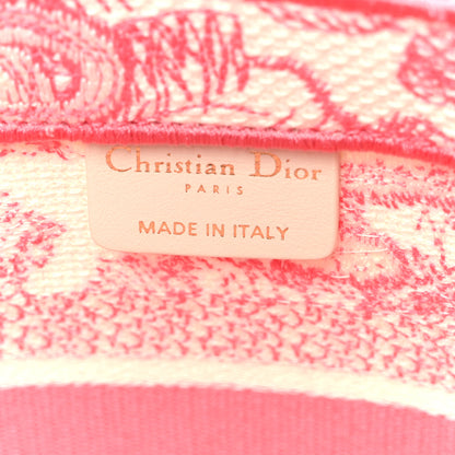 Christian Dior Canvas Embroidered Dioriviera Toile De Jouy Panier Chapeau Tote Peony Pink 7 of 14