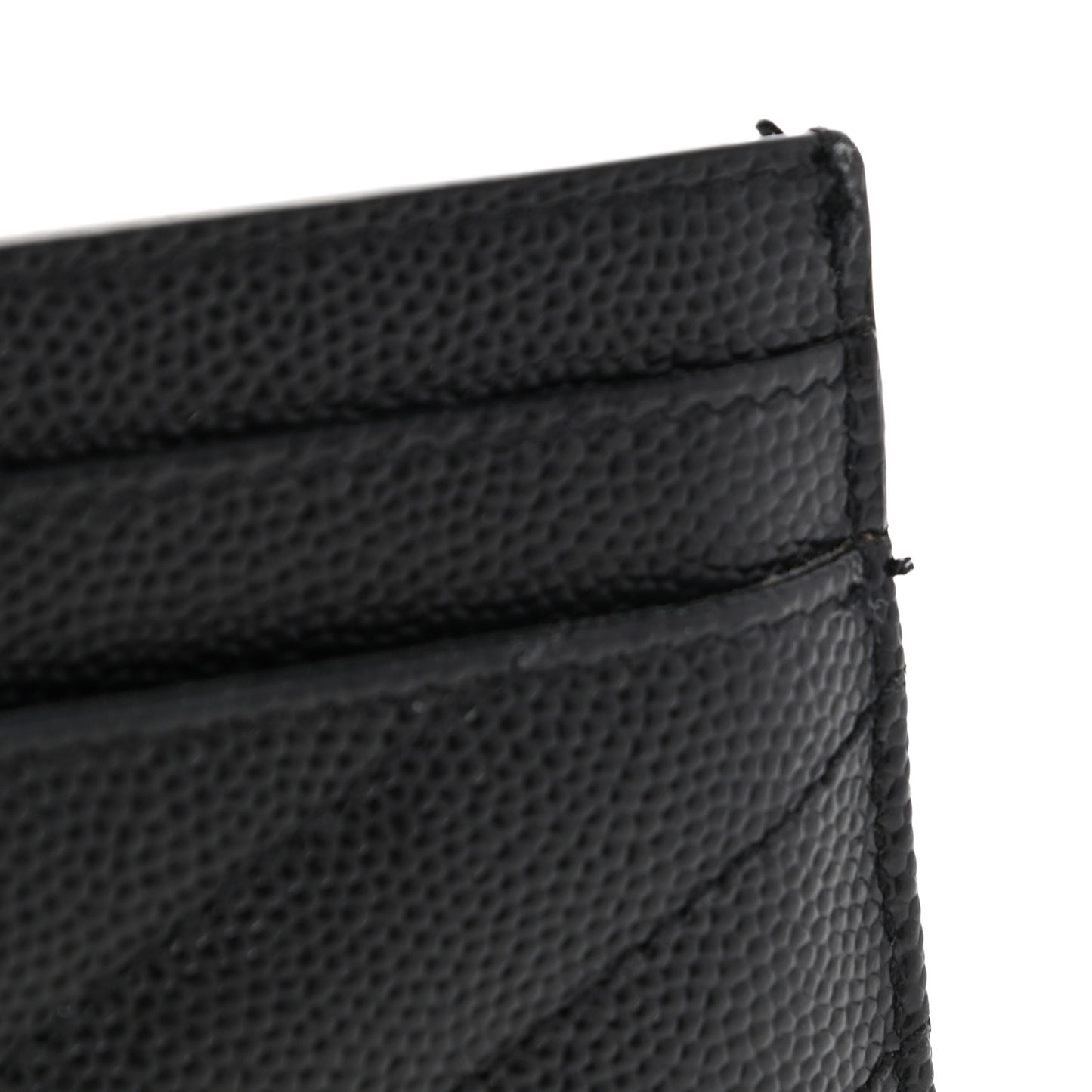 Grain De Poudre Matelasse Chevron Monogram Credit Card Case Black