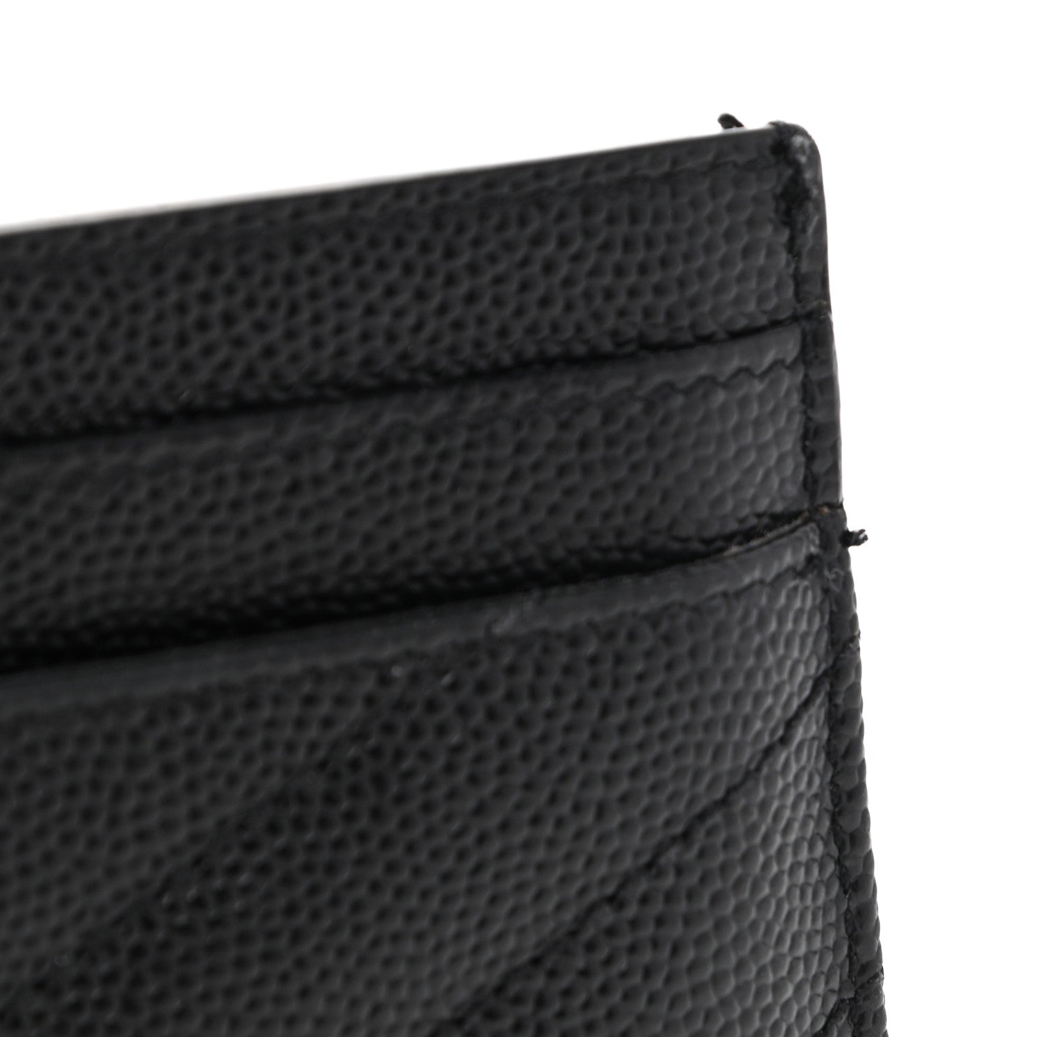 Saint Laurent Grain De Poudre Matelasse Chevron Monogram Credit Card Case Black 8 of 8