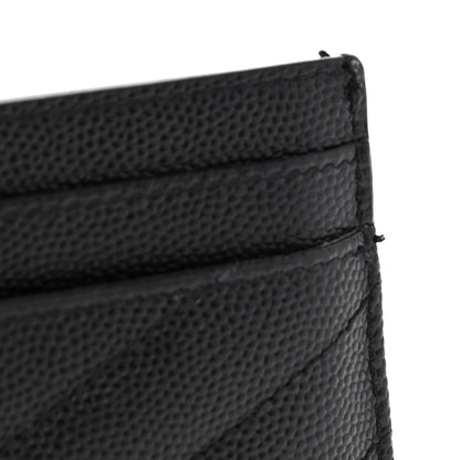 Saint Laurent Grain De Poudre Matelasse Chevron Monogram Credit Card Case Black 8 of 8