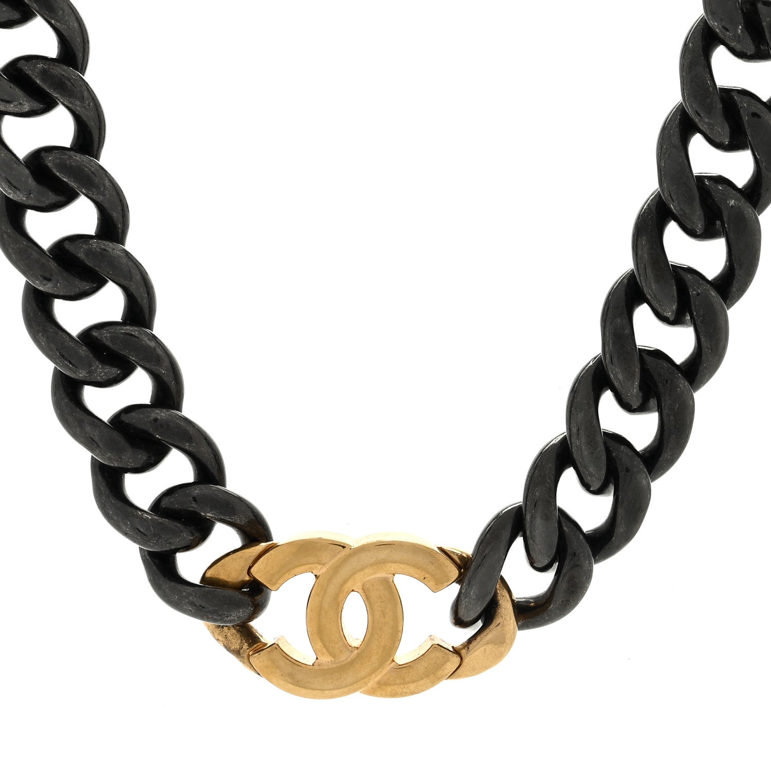 Chanel CC Chain Choker Necklace Ruthenium Gold 1 of 5