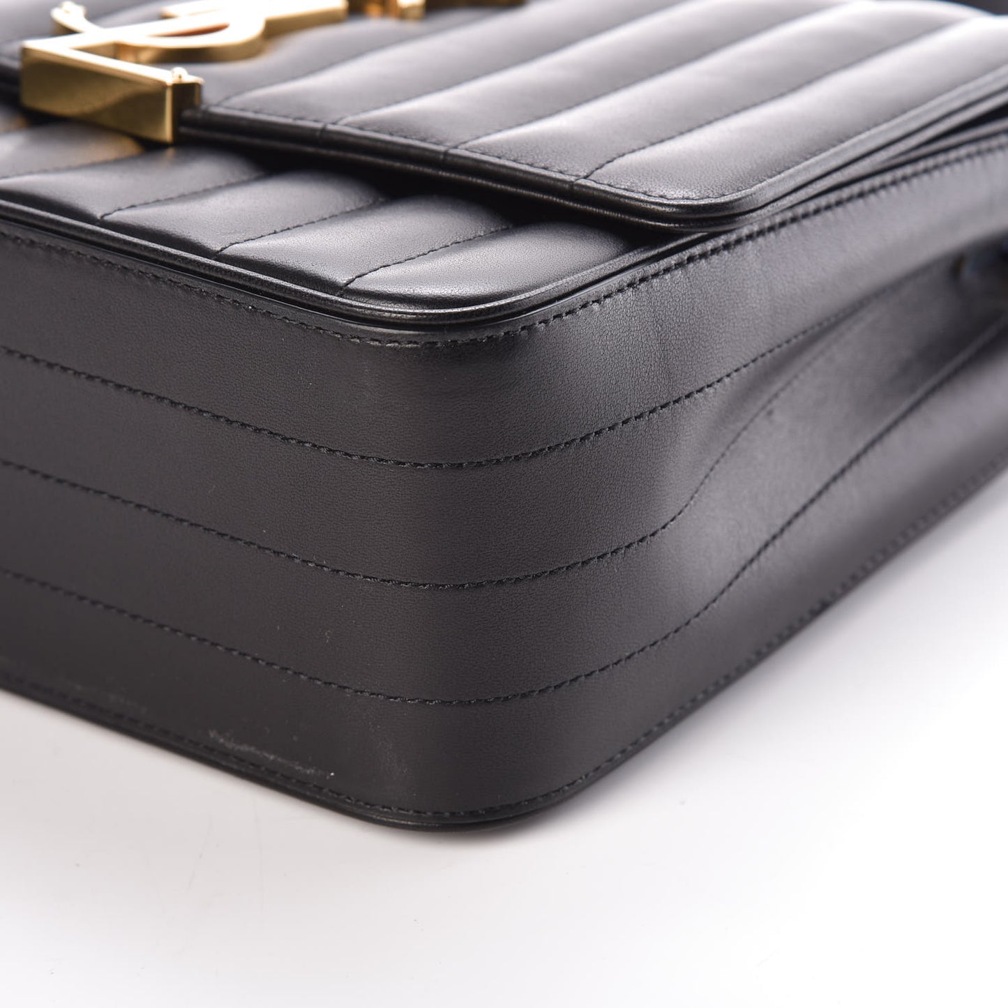 Lambskin Matelasse Monogram Large Vicky Chain Bag Black