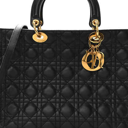 Christian Dior Lambskin Cannage Large Lady Dior Black 7 of 10