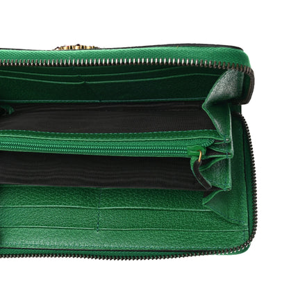 Gucci Textured Calfskin Crystal Fiori Floral Embroidered GG Zip Around Wallet Grass Green 5 of 7