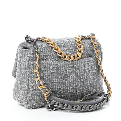 Chanel Tweed Quilted Medium Chanel 19 Flap Grey 3 of 9