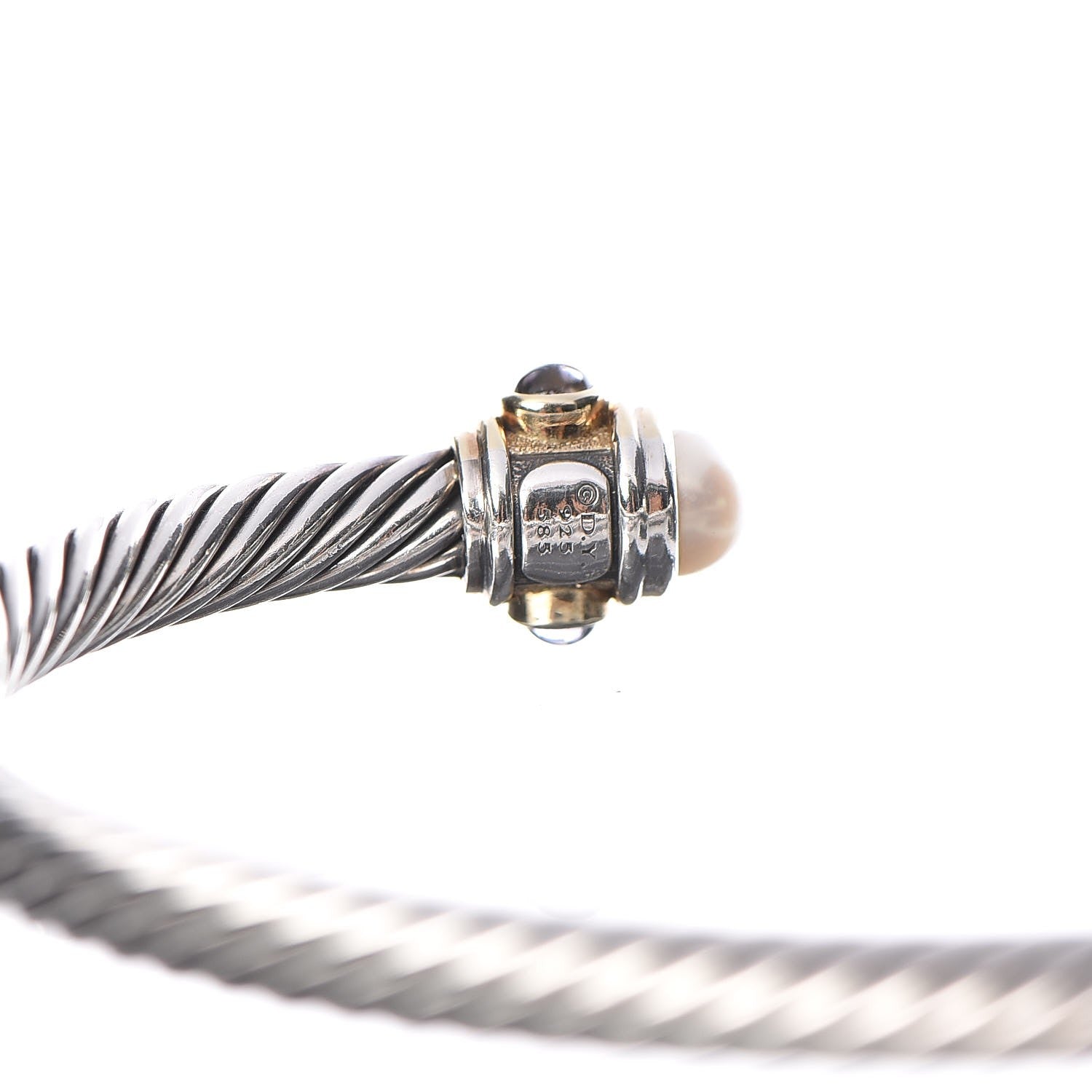 David Yurman Sterling Silver 14K Gold Pearl 5mm Cable Renaissance Bracelet 5 of 6