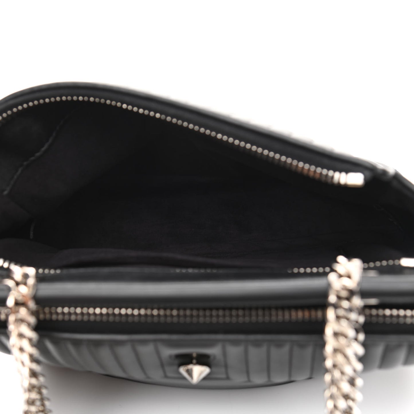 Shiny Nappa Trapuntata Chain Small DotCom Click Chain Satchel Black