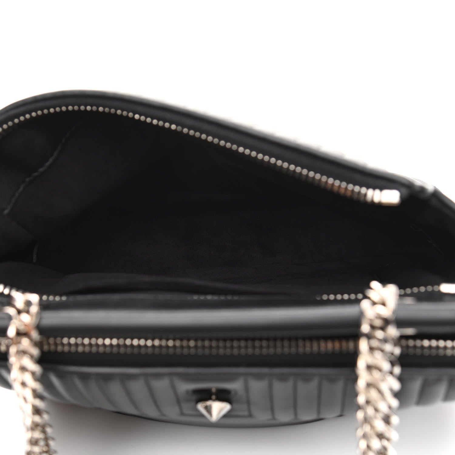 Fendi Shiny Nappa Trapuntata Chain Small DotCom Click Chain Satchel Black 6 of 11