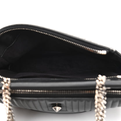 Fendi Shiny Nappa Trapuntata Chain Small DotCom Click Chain Satchel Black 6 of 11