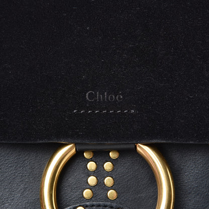 Chloe Calfskin Suede Studded Medium Faye Shoulder Bag Black 7 of 13