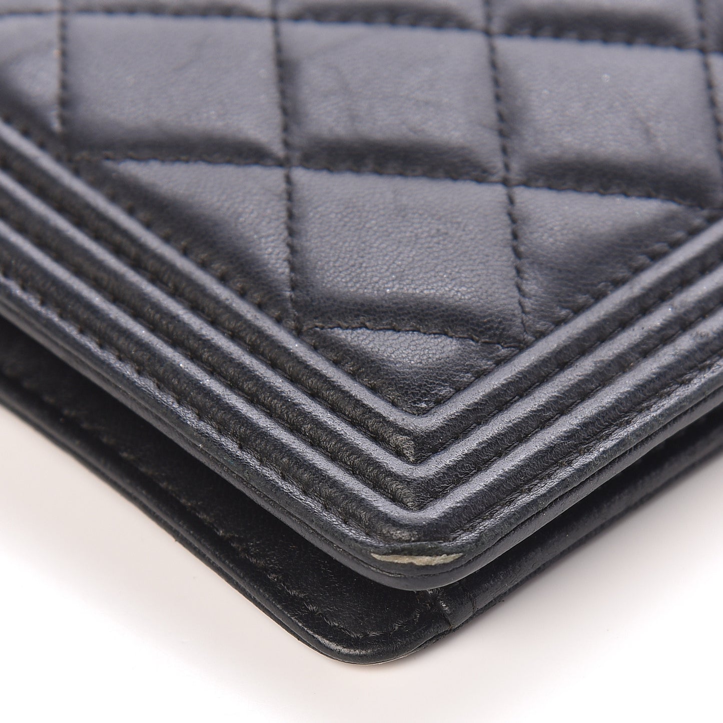 Lambskin Quilted Boy Yen Wallet Black