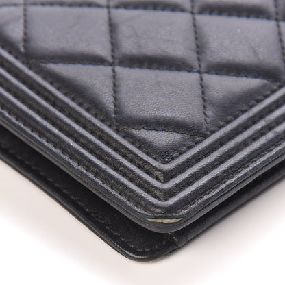 Chanel Lambskin Quilted Boy Yen Wallet Black 9 of 13