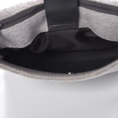 Chanel Felt Embroidered Small Crest Austrian Satchel Light Grey 5 of 11
