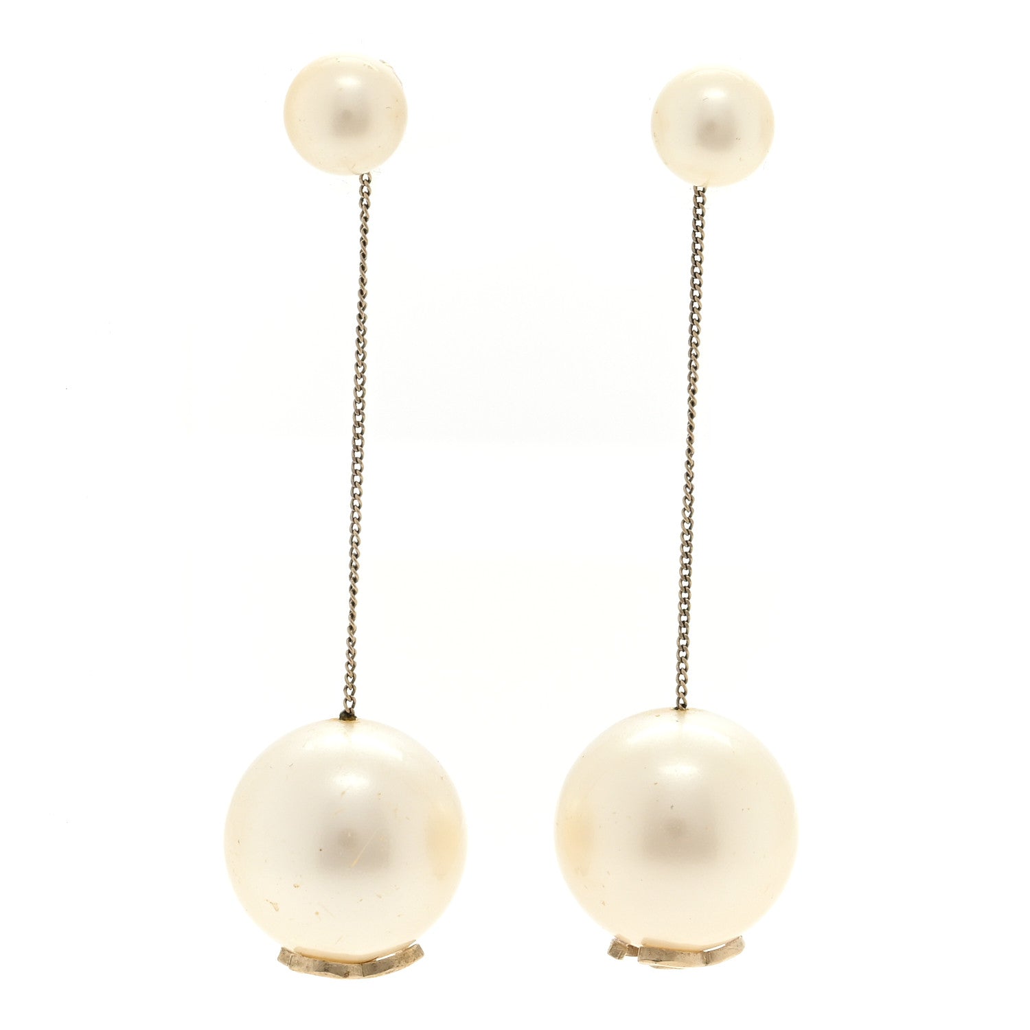 Chanel Pearl CC Chain Drop Earrings Gold 1 of 4