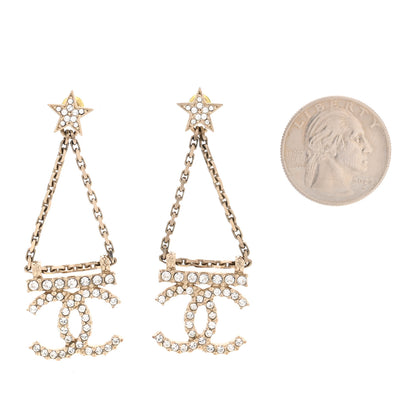 Chanel Crystal Star Drop CC Earrings Gold 2 of 5