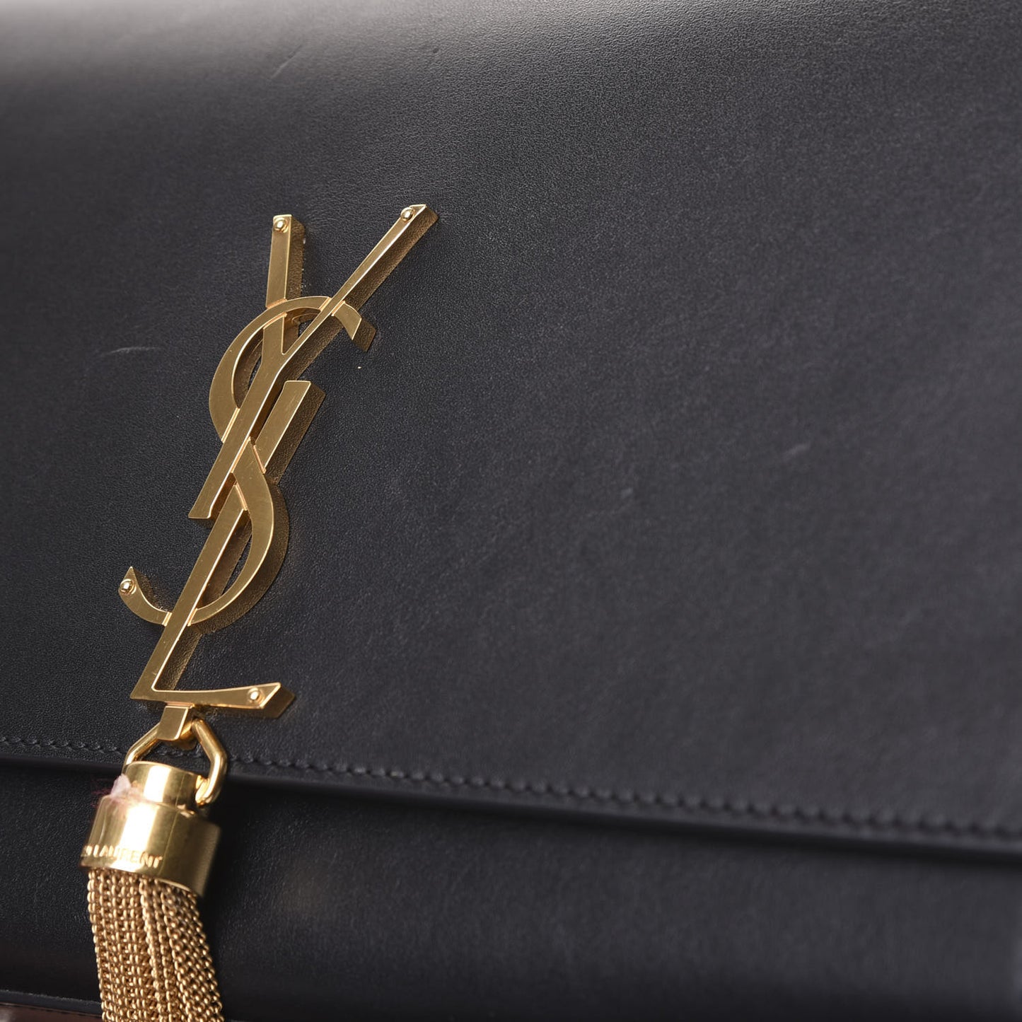 Smooth Calfskin Medium Classic Monogram Kate Tassel Satchel Black