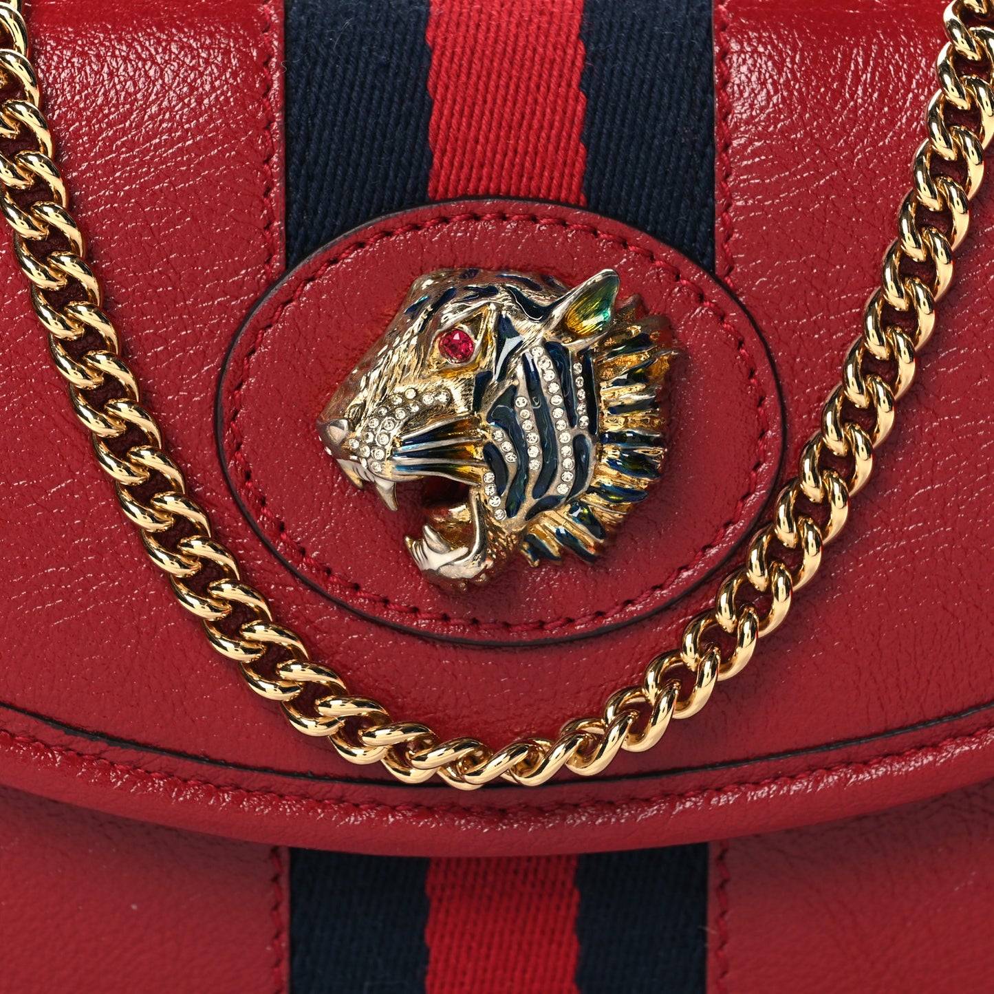 Textured Calfskin Web Mini Rajah Slim Flap Shoulder Bag Romantic Cherry