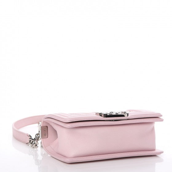 Chanel Lambskin Iridescent PVC Chevron Quilted Small Boy Flap Light Pink Silver 4 of 8