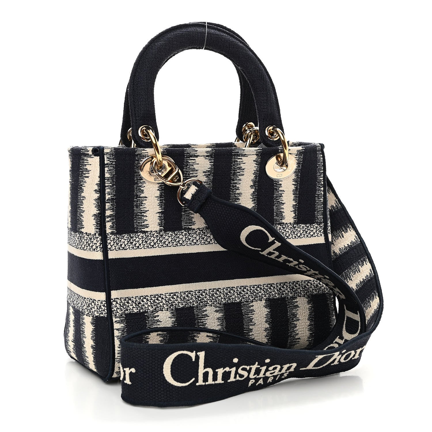 Christian Dior Canvas Medium D-Stripes Lady D-Lite Blue 3 of 11