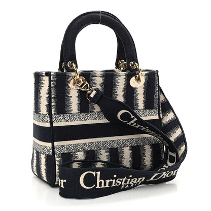Christian Dior Canvas Medium D-Stripes Lady D-Lite Blue 3 of 11
