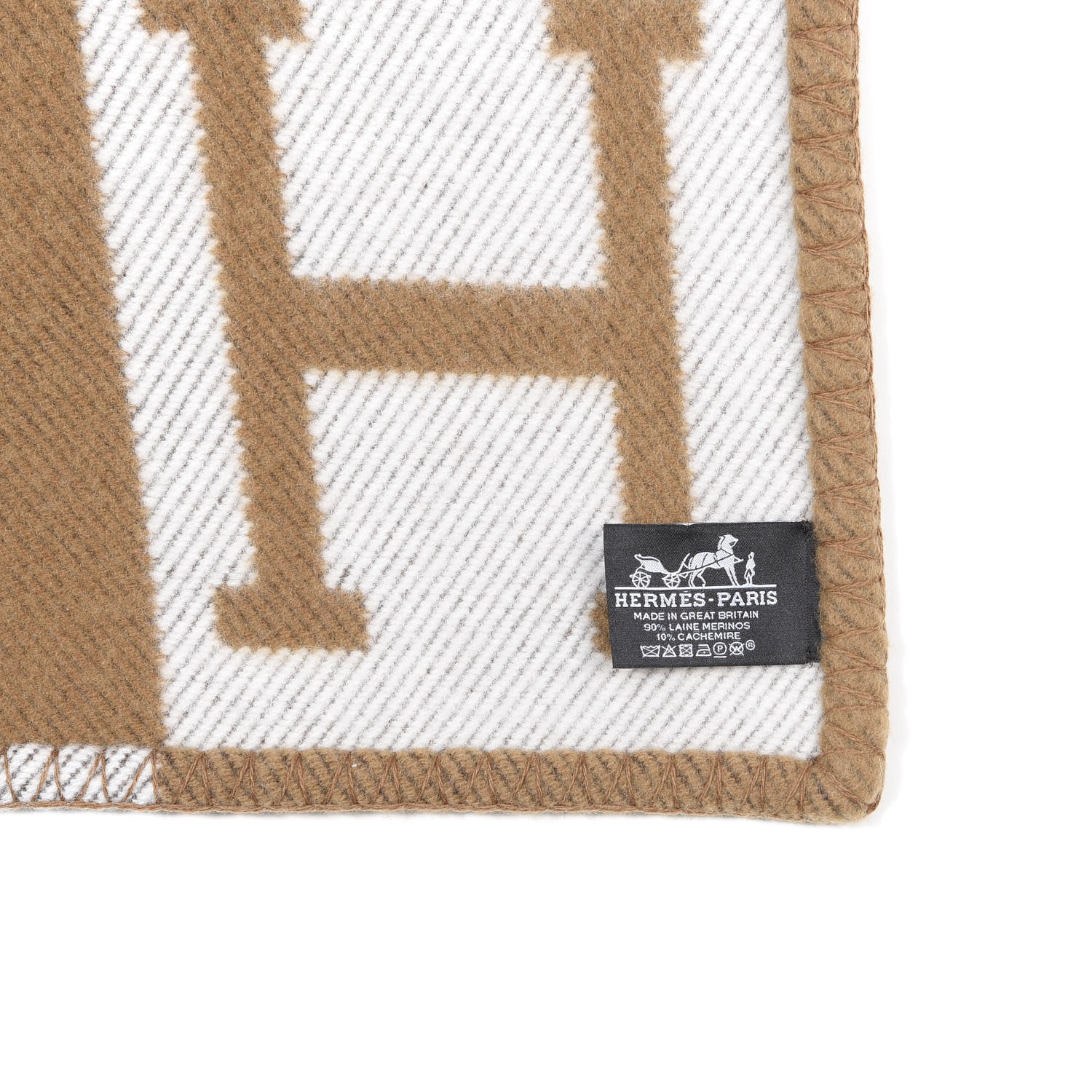 Hermes Wool Cashmere Avalon Blanket Ecru Camel 2 of 4