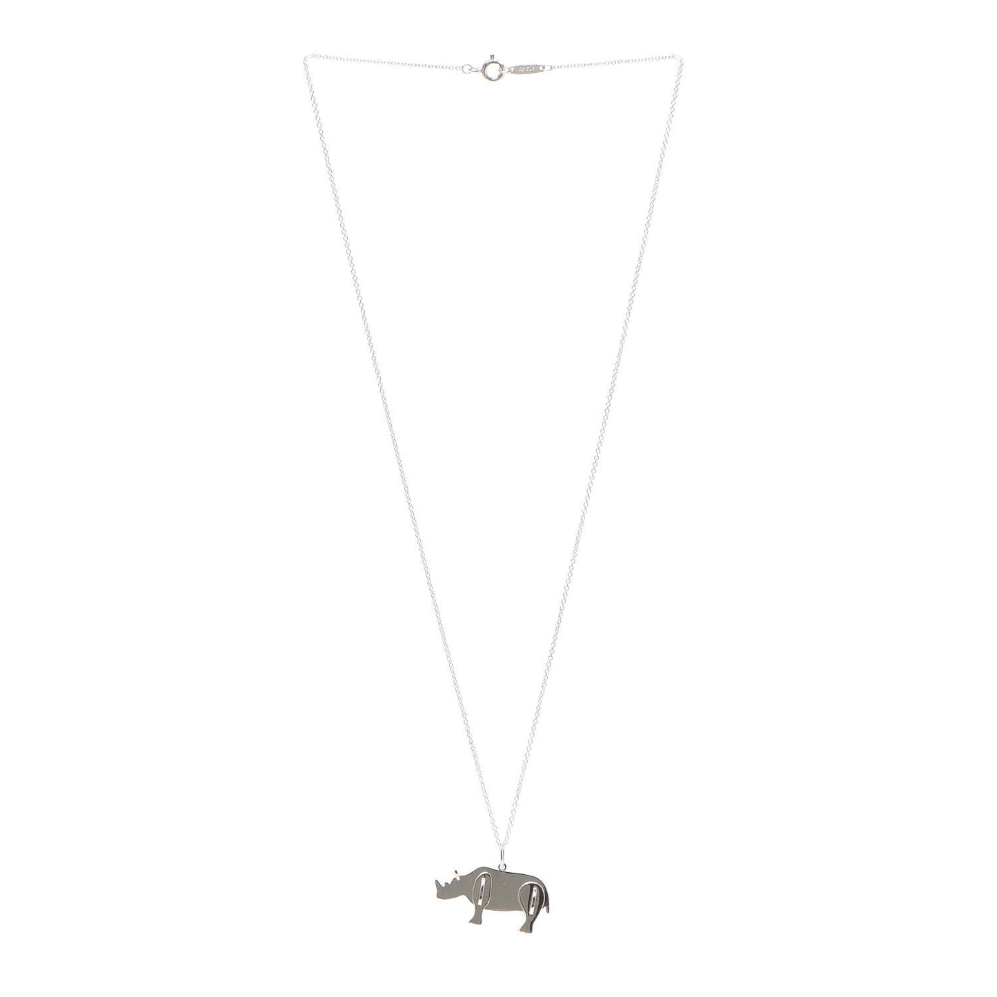 Sterling Silver 18K Rose Gold Save the Wild Rhino Pendant Necklace
