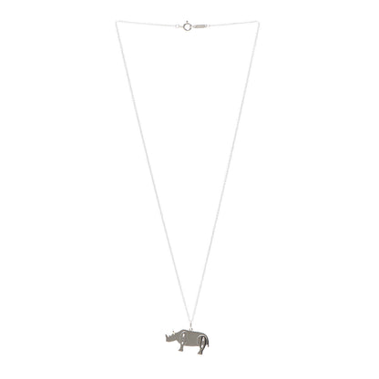Tiffany Sterling Silver 18K Rose Gold Save the Wild Rhino Pendant Necklace 3 of 6