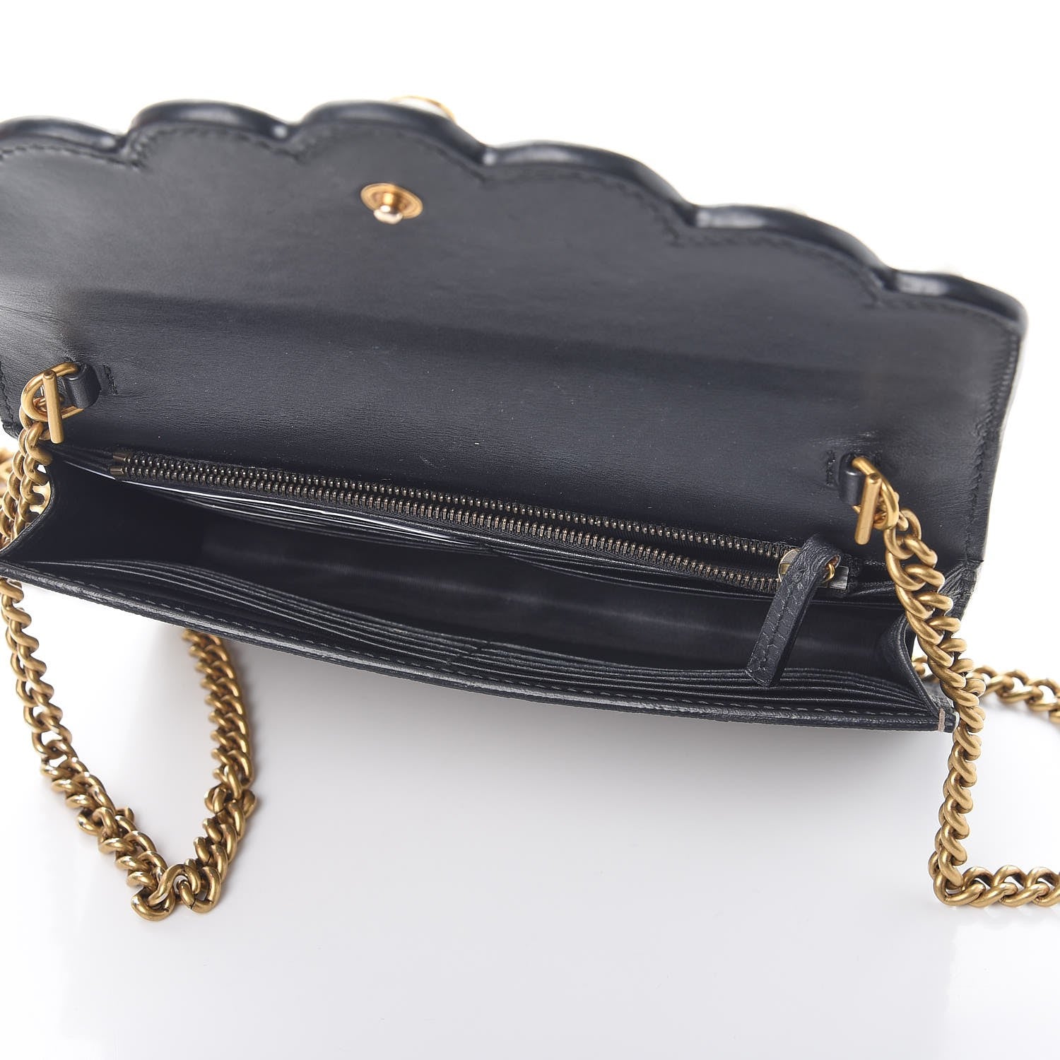 Gucci GG Supreme Monogram Mini Peony Pearly Wallet on Chain Black 6 of 10