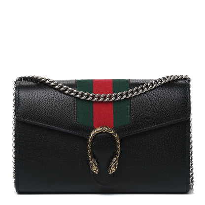 Gucci Calfskin Web Mini Dionysus Chain Wallet Black 1 of 5