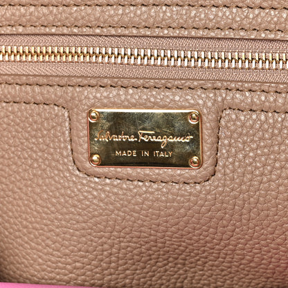 Salvatore Ferragamo Grained Calfskin Double Handle Medium Amy Tote Beige Pink 6 of 9