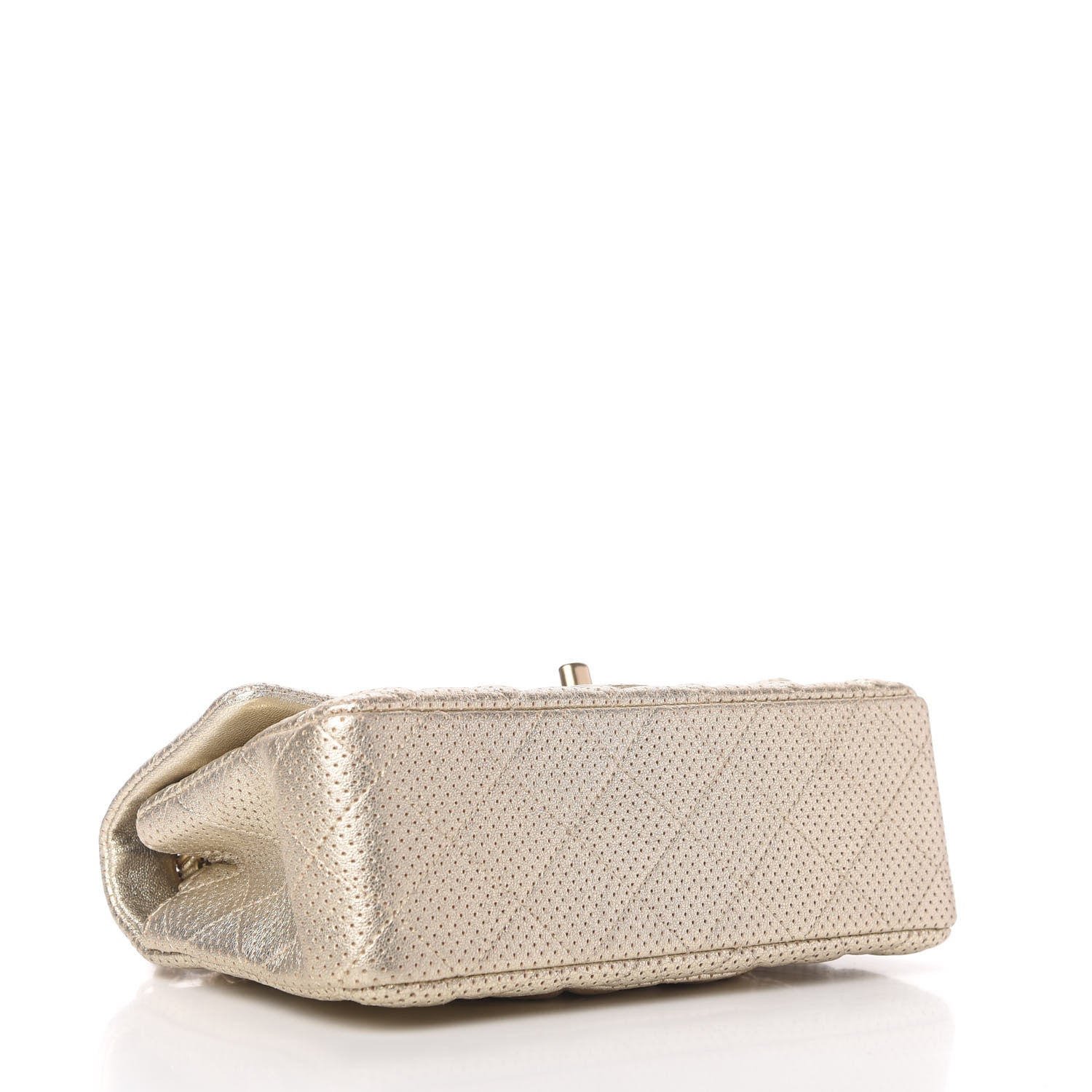 Chanel Metallic Lambskin Perforated Mini Rectangular Flap Light Gold 4 of 10