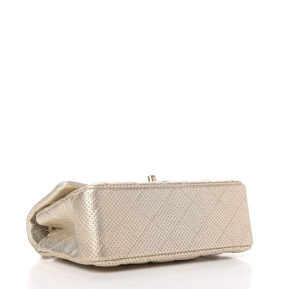Chanel Metallic Lambskin Perforated Mini Rectangular Flap Light Gold 4 of 10