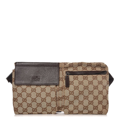 Gucci GG Monogram Double Pocket Belt Bag Dark Brown 1 of 8