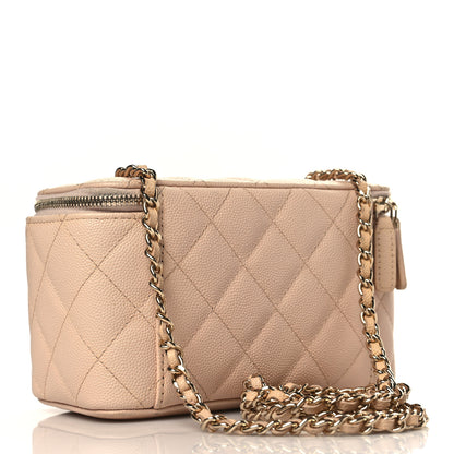 Chanel Caviar Quilted Small Vanity Case With Chain Light Beige 2 of 14