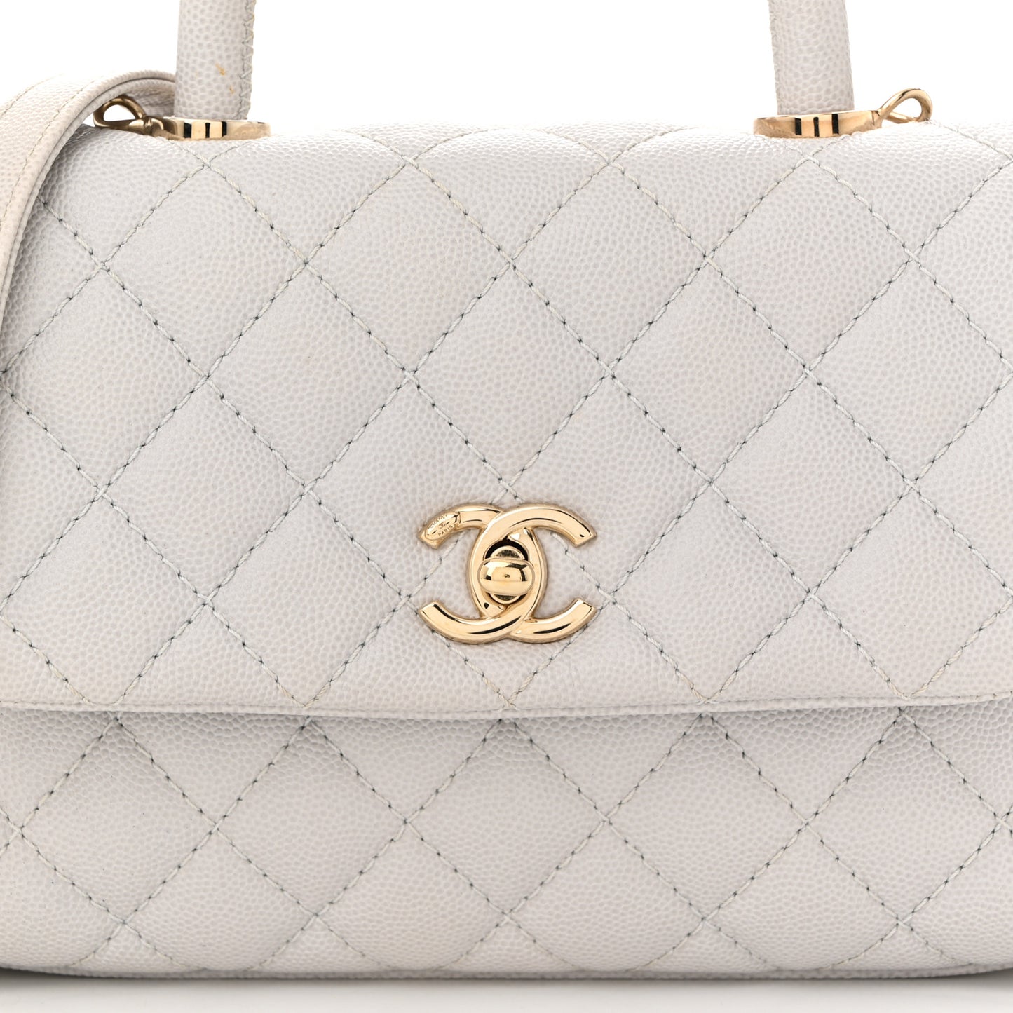 Caviar Quilted Mini Coco Handle Flap Light Grey