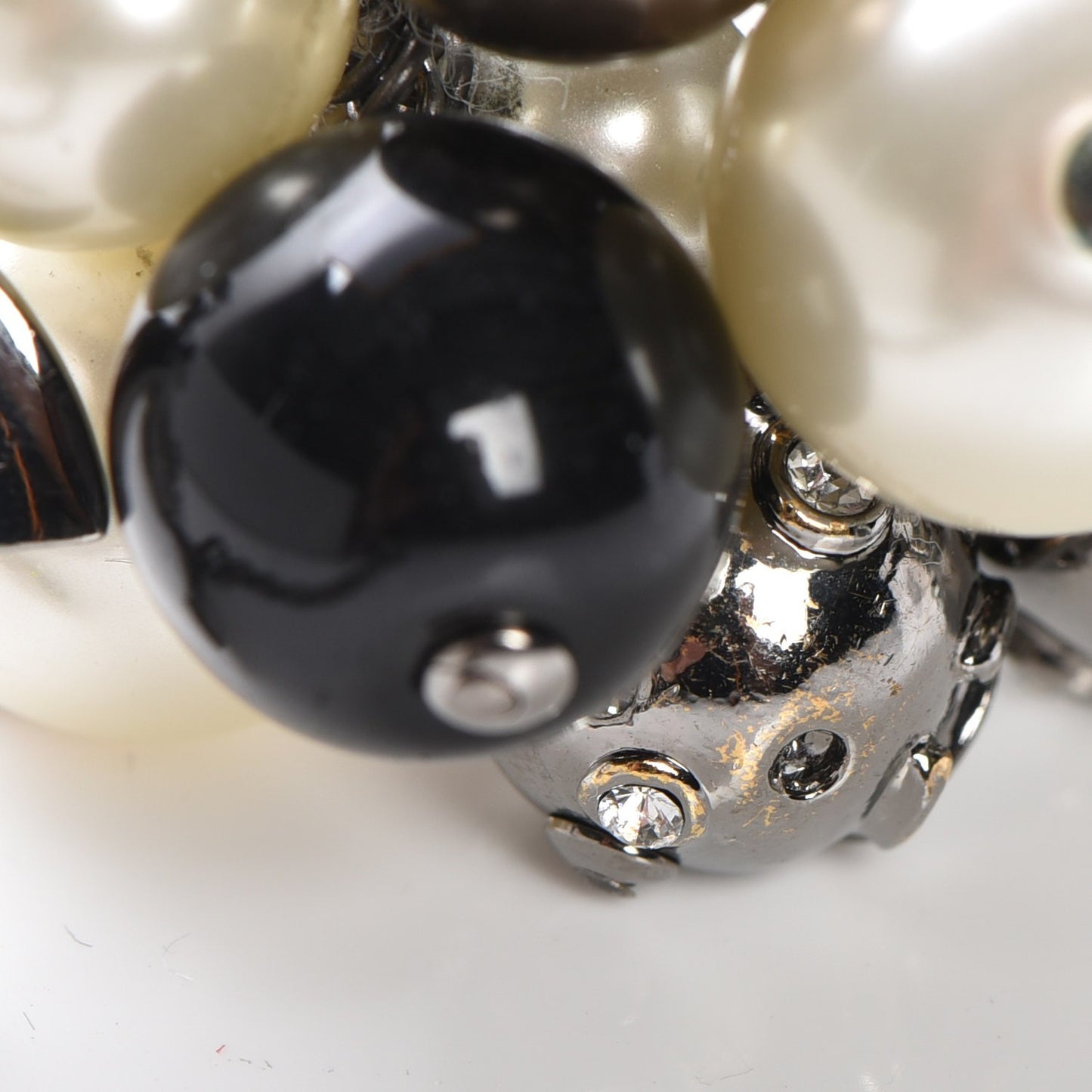 Ruthenium Pearl Beaded Crystal CC Long Necklace Silver Multicolor