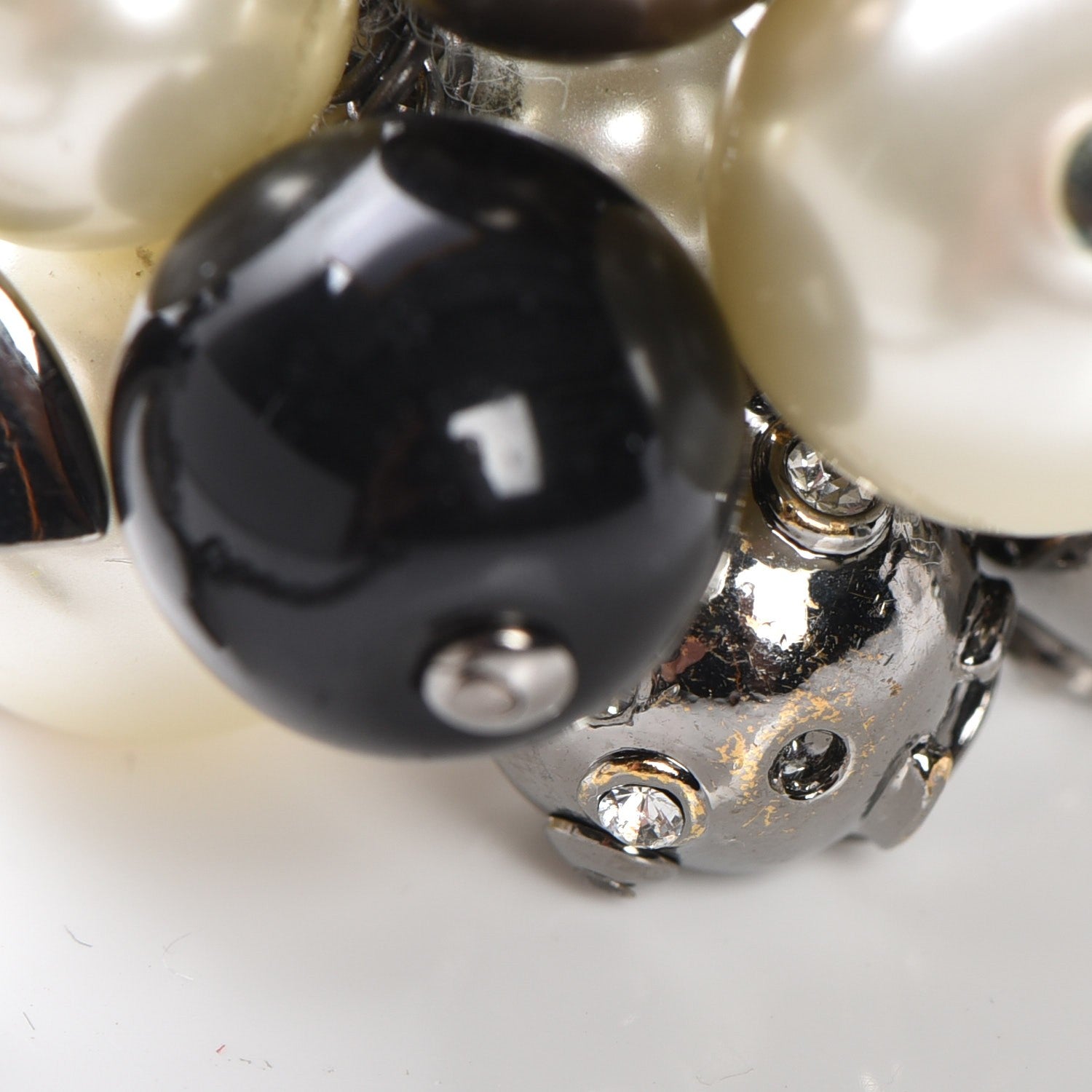 Chanel Ruthenium Pearl Beaded Crystal CC Long Necklace Silver Multicolor 6 of 7