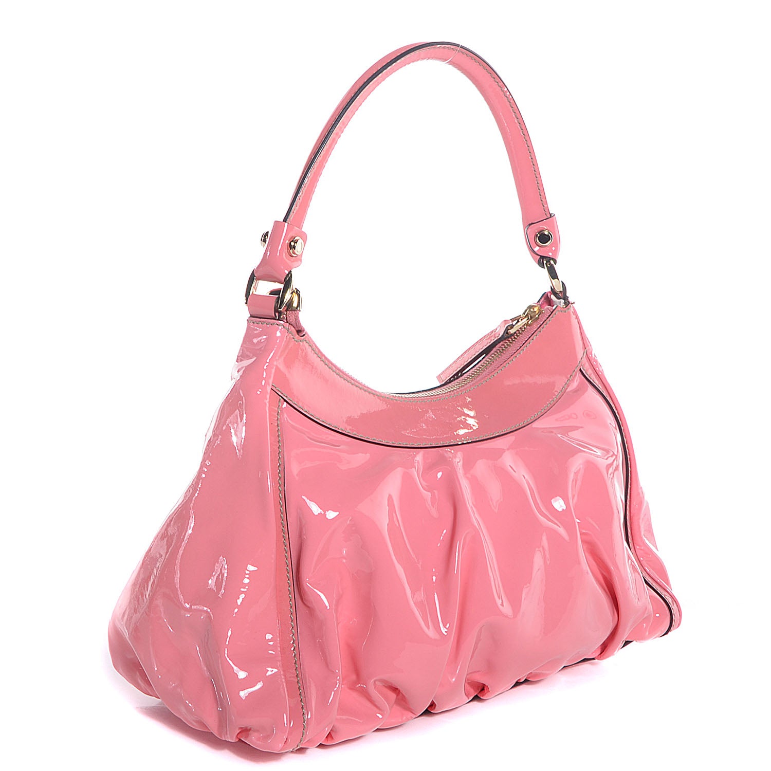 Gucci Patent Medium D Gold Ring Hobo Pink 3 of 7