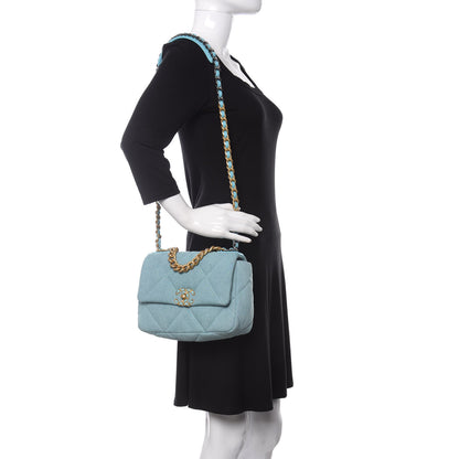 Chanel Denim Quilted Medium Chanel 19 Flap Neon Blue 2 of 11