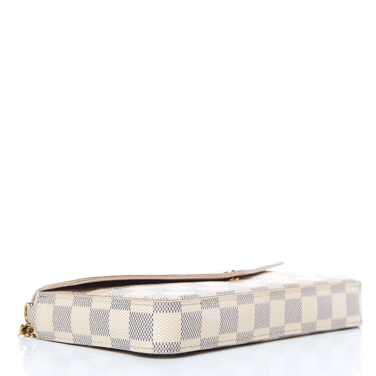 Damier Azur Pochette Felicie Chain Wallet Rose Ballerine