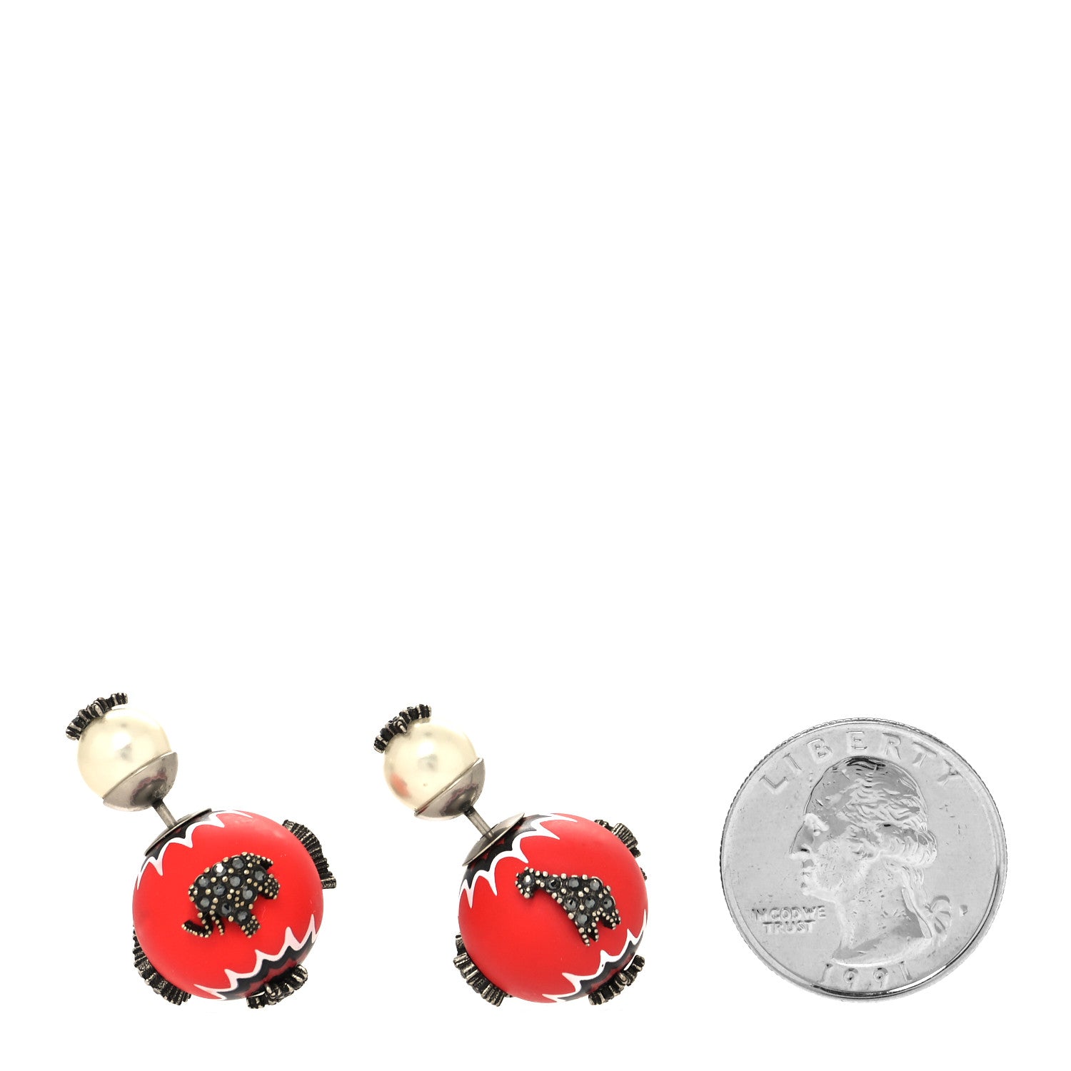 Christian Dior Crystal Mise En Dior Tribal Earrings Matte Red 2 of 4