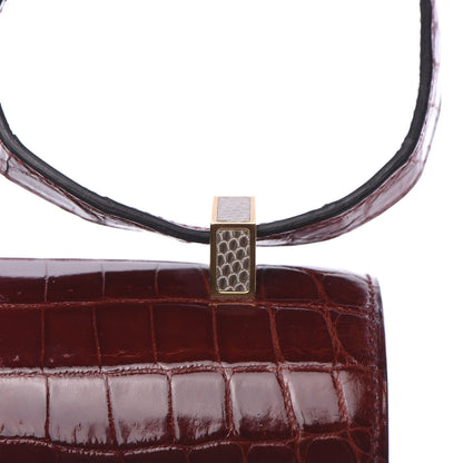 Hermes Shiny Niloticus Crocodile Lizard Marquette Constance 24 Rouge H 15 of 22