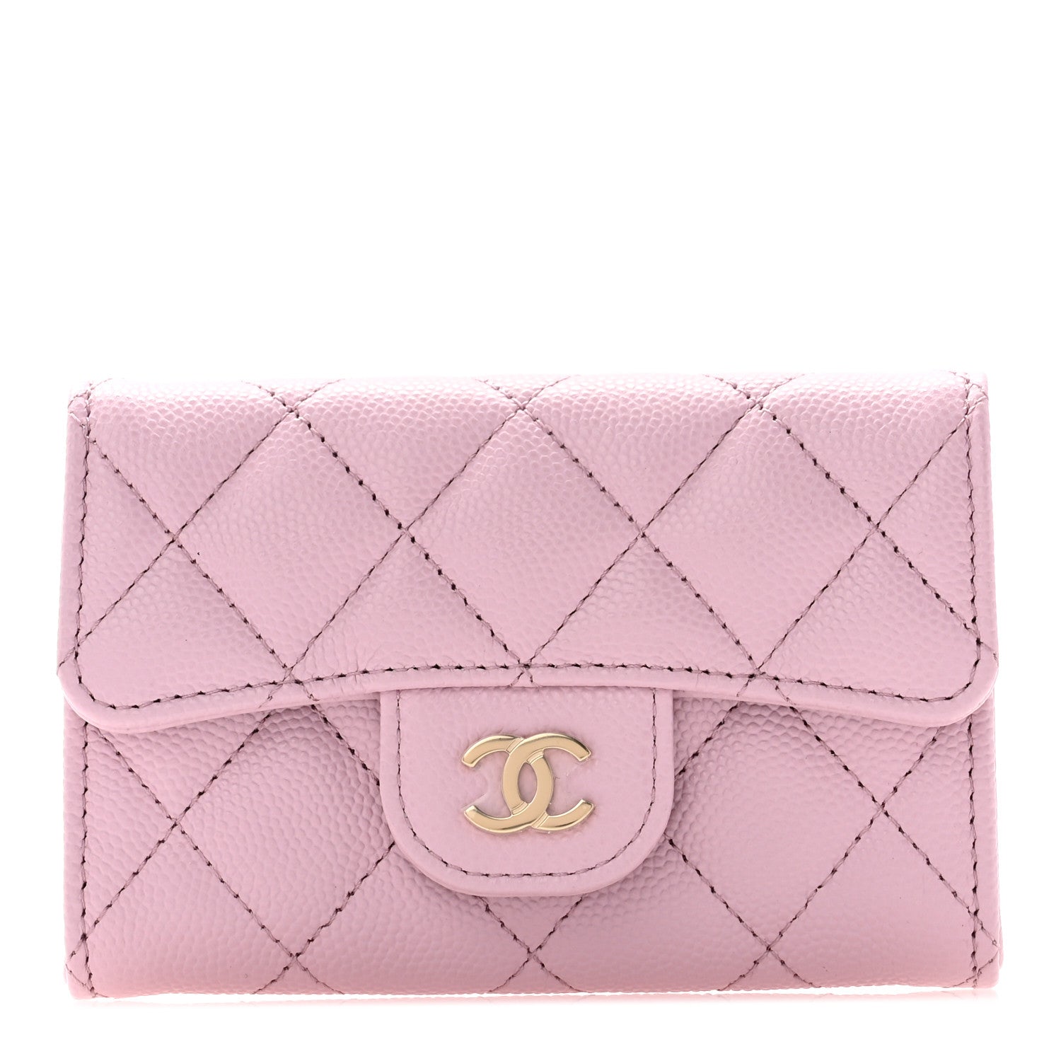 Chanel Caviar Quilted Flap Card Holder Wallet Light Pink 1 of 9