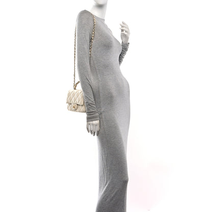 Chanel Shiny Lambskin Quilted Golden Links Top Handle Flap White 2 of 11