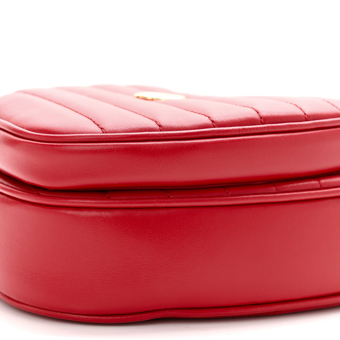 Calfskin Matelasse Diagonal Mini Interlocking G Heart Shoulder Bag Hibiscus Red