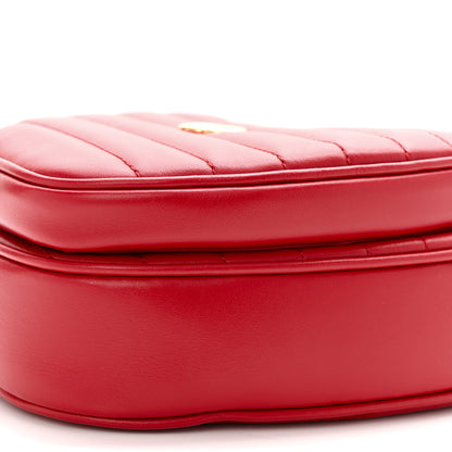 Gucci Calfskin Matelasse Diagonal Mini Interlocking G Heart Shoulder Bag Hibiscus Red 10 of 11