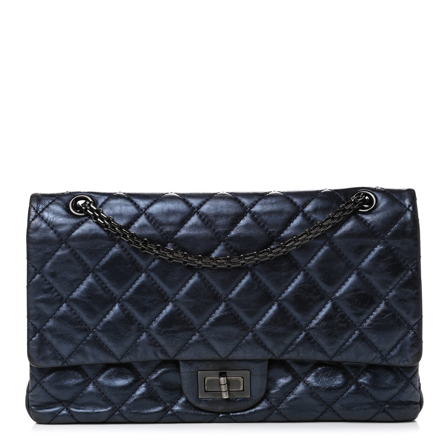 Chanel Metallic Aged Calfskin Quilted 2.55 Reissue 227 Flap Blue 1 of 4