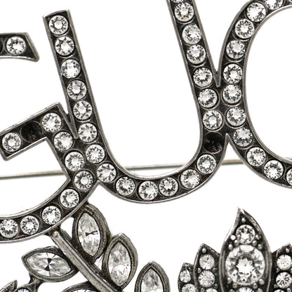 Gucci Metal Crystal Guccy Brooch Aged Silver 6 of 6